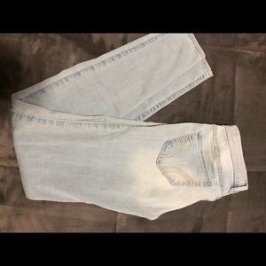 Light colored low rise jeans